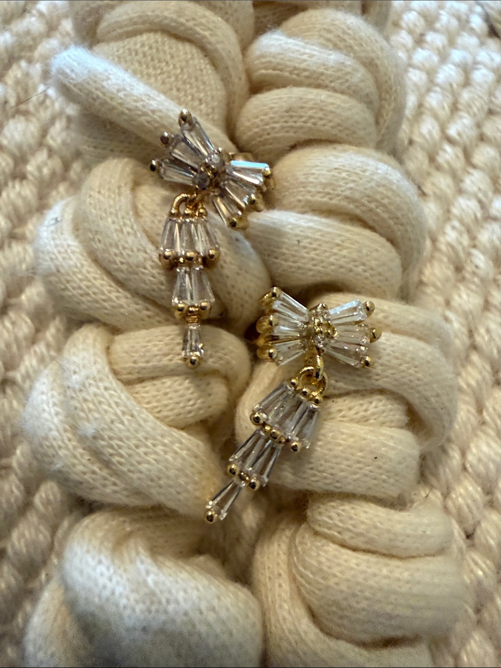 Treasure Jewels Gold Tone Crystal Butterfly Drop Earrings - Clear